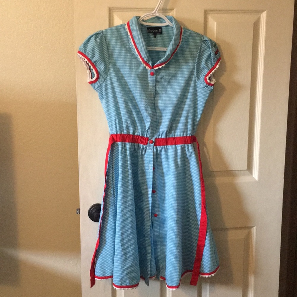 Sourpuss blue gingham shirt dress